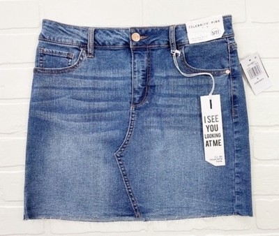 Celebrity Pink Denim Mini Skirt Raw Hem Blue Jean Skirt Size 5/27