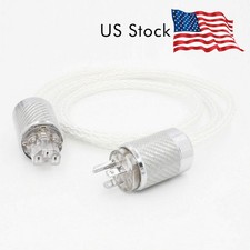 HIFI OCC Silver Audio Cable 16Strands Braid US Rhodium Plug for Amplifier   