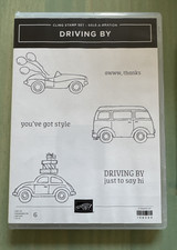 Driving By Red Rubber Cling stamp set good condition Stampin' Up! Retired