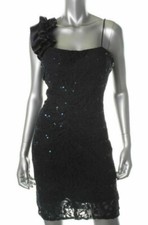 JUMP APPAREL ~ Navy Sequined Lace Ruffle Ruched Sheath Party Dress 13/14 NEW $99