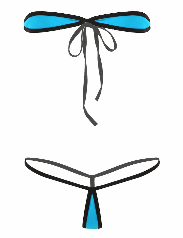 Women's Exotic Teardrop Mini Bikini Set - Micro G-String Thong & Triangle Top Swimwear