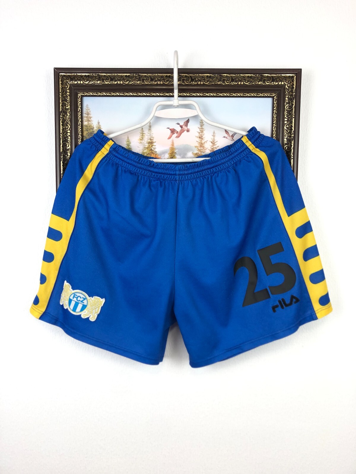 Pantaloncini calcio Fila Zürich vintage 2000 edizione giocatore pista uomo blu XL