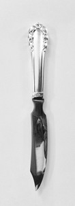 GEORG JENSEN LILY PATTERN STEAK KNIFE POST1945 IN STER. SILVER & STAINLESS STEEL