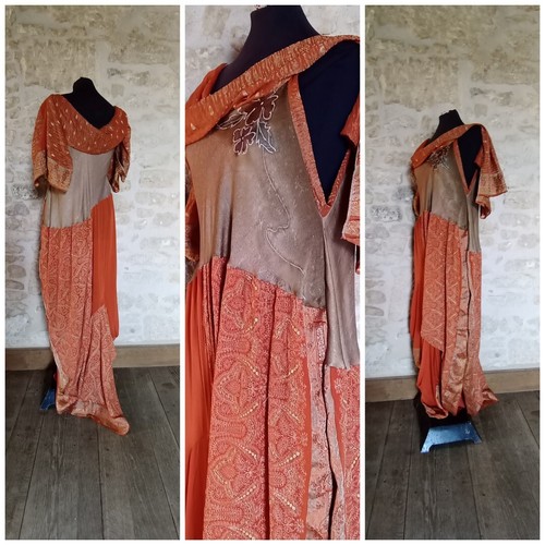 NEW BESPOKE Handmade Saree Silk Draping maxi Dress. BOHO Dress - Picture 5 of 9