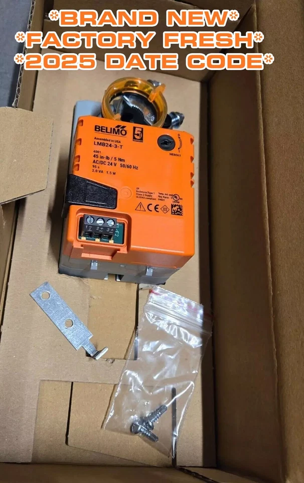 Belimo LMB24-3-T 3-Wire Floating Damper Actuator W/ Bracket *NEW FACTORY FRESH*