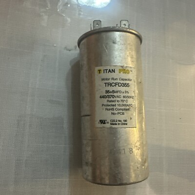Titan Pro Trcfd355 Motor Dual Run Cap,35/5 Mfd,370-440V