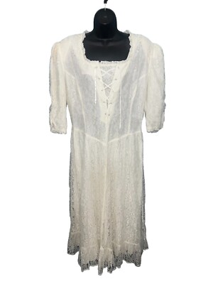 Vintage Tillman Western Cowgirl Dress Sz 16 White Wedding Style Long Sleeve  A34 | eBay