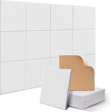 12 x Pannelli Acustici Quadrati Bianchi 12" Feltro Autoadesivo Fonoassorbente