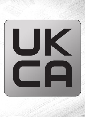 UKCA 22 mm x 22 mm Konformitätsetiketten - Silber Poly - 100 Etiketten pro Packung (UKCA22C)