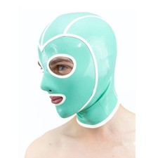 Natural Latex Hood Rubber Mask with Back zipper for Fetish Cosplay ClubWear BDSM