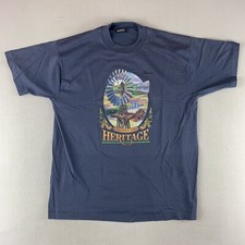 Vtg AMERICAN HERITAGE T-SHIRT IOWA BEST FOTL Men M/L USA Made Blue Single Stitch