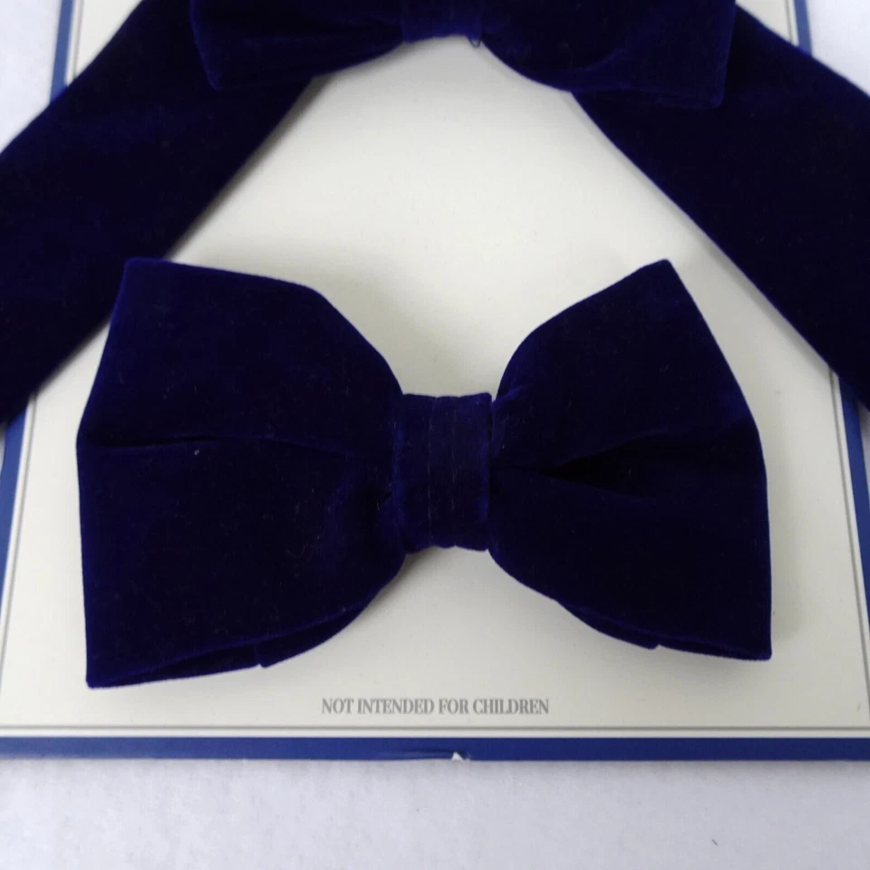 Pajarita de terciopelo para perro y corbata para damas azul conjunto de 2 piezas mascotas Southern Living Foto 3 de 4