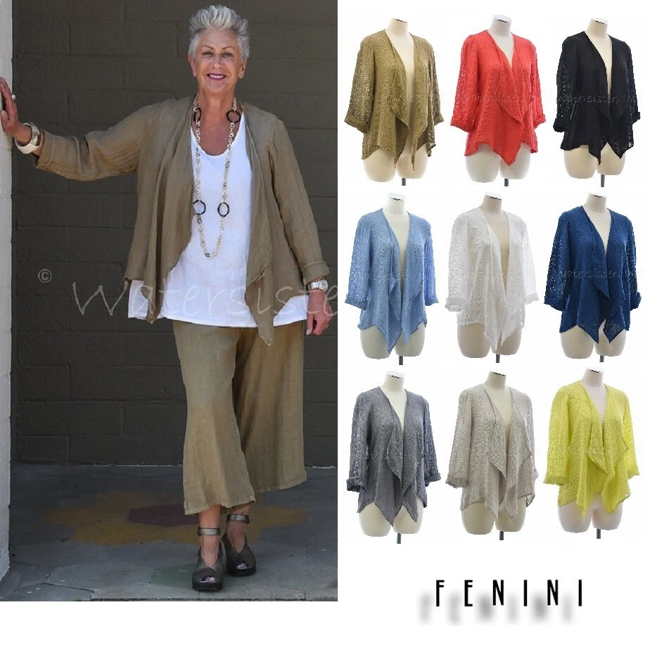 FENINI USA Linen Soft Drape Front MESH JACKET Open Cardie Top XS-XXL COLORS