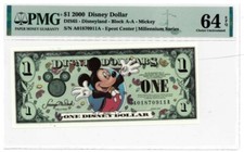 2000 $1 Disney Dollar Mickey Gem UNC PMG 64 EPQ