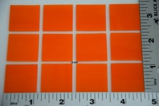 0025.50 - 12 PIECES THIN TANGERINE ORANGE OPAL 1"x 1" BULLSEYE GLASS 90 COE