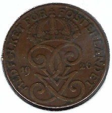 1926 Sweden 2 Ore Gustaf V Bronze Coin! (#1)