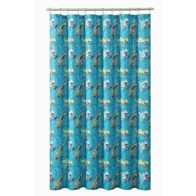 Dinosaur Roar Shower Curtain Polyester Blue Green Child Bathroom 70 x 72-in NIP