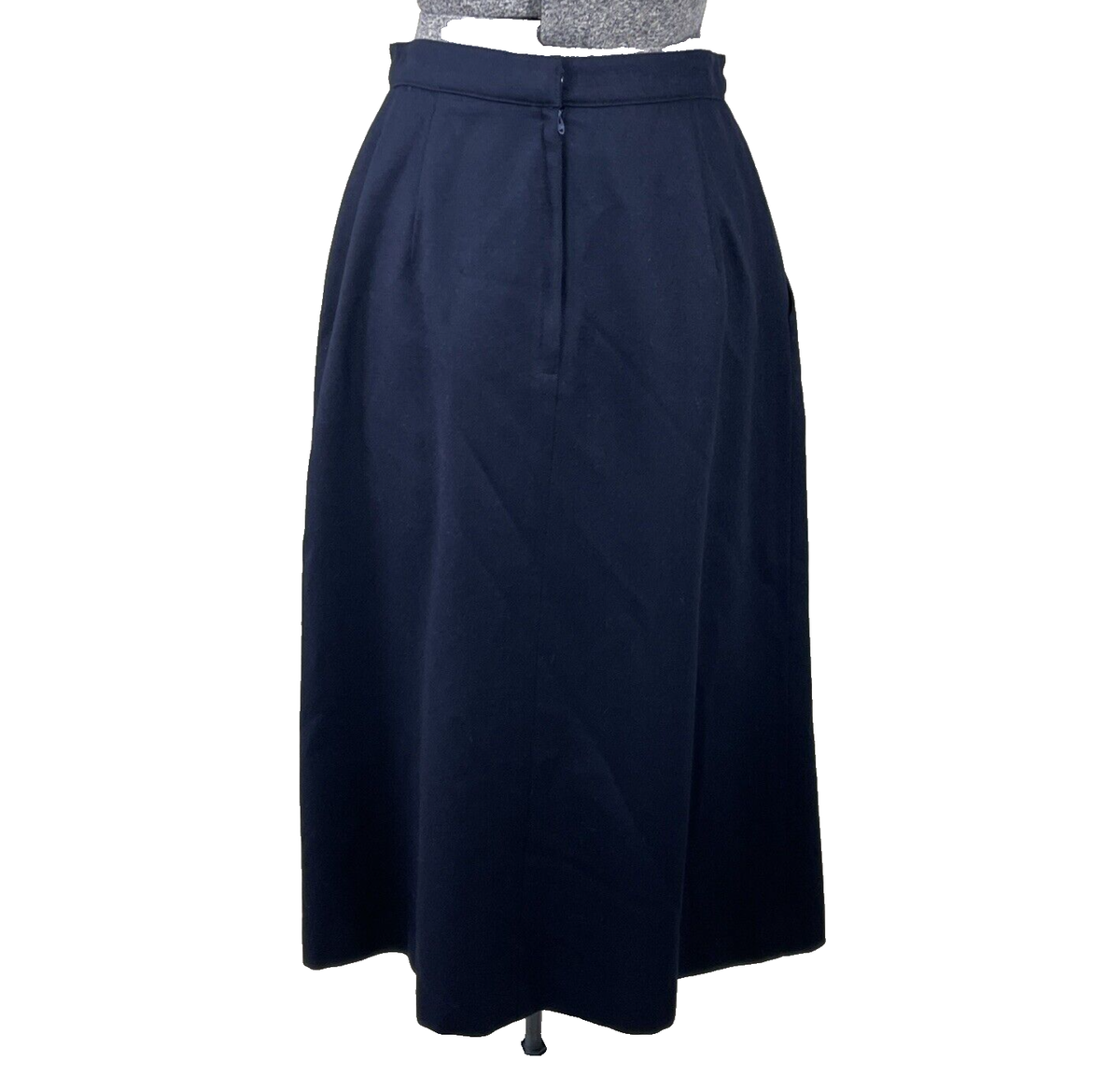 Vintage LL Bean Wool A Line Skirt Size 4 Navy Blue Lined