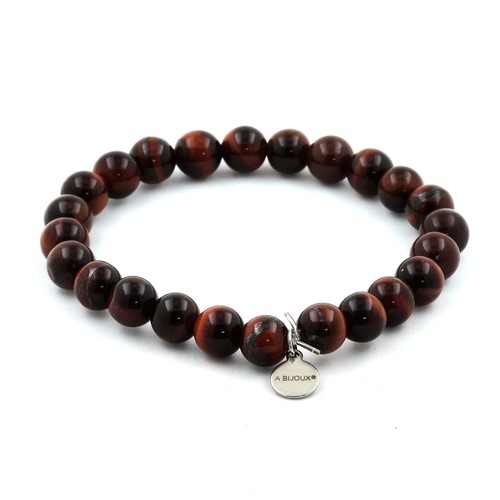 Bracelet Perles œil De Tigre Rouge (œil De Taureau) Et Hématite - Fait Main Sur Mesure