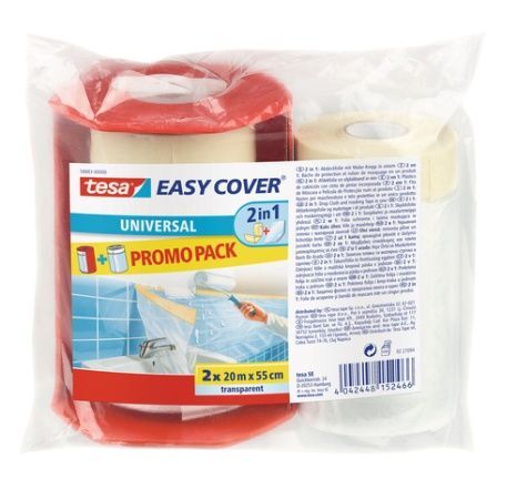 Tesa Easy Cover Carta Mascheratura 2in1 - 25m X 18cm Con Nastro Adesivo Integrato Per Pittura - Foto 3