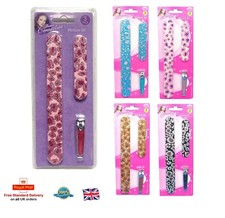 3Pc EMERY BOARDS & CLIPPER SET Sparkly Leopard Design Manicure Files Kit UK