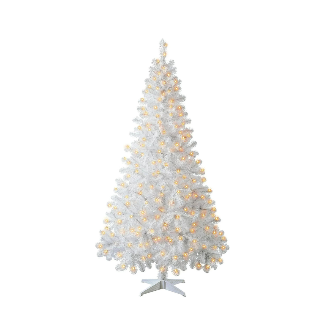 Artificial PreLit White Christmas Tree 6.5 ft with Incandescent Lights
