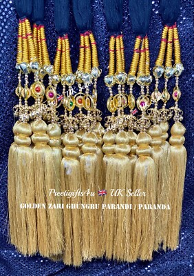 Indian Punjabi Parandi Mehndi Jagoo Bridal Gold Zari Ghungru