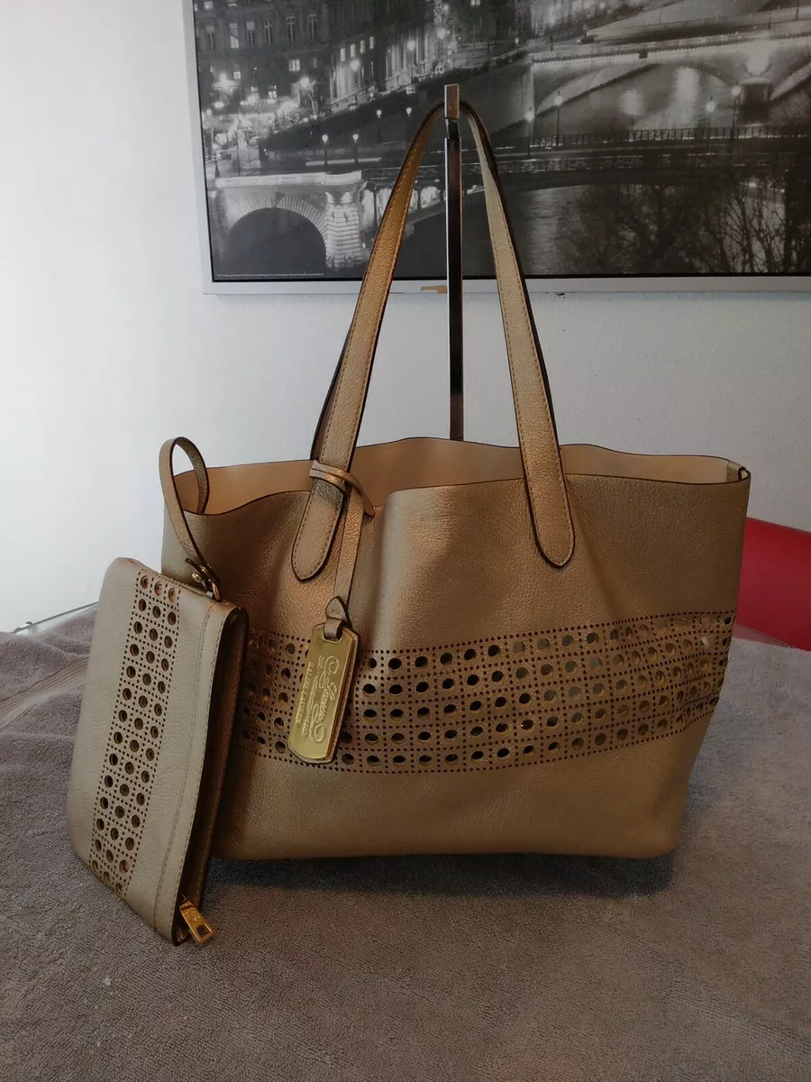 Metallic gold shop tote bag