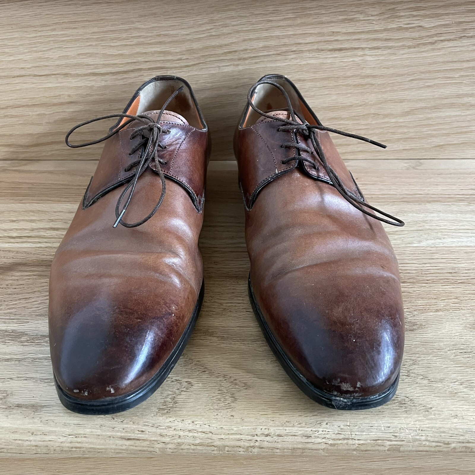 SAOLA Scarpe eleganti Santoni Marroni Lacciate Derby Made in Italy US Uomo 8 5 D