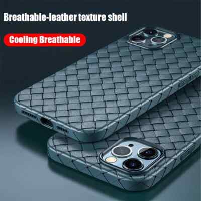 Breathable Mesh Weaving Grid Leather Phone Case Cover For iPhone 15 14 13 11 Pro