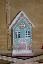 ILLUMINATED GINGERBREAD HOUSE Pastel BLUE PINK Christmas HOLIDAY
