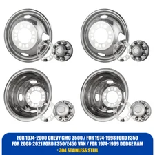 4Pcs 16''Dually Wheel Simulators Stainless Hub Caps For 2008-2021 Ford E350/E450
