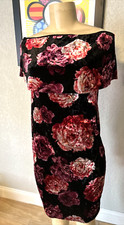VTG IVANKA RUZZO FLORAL OFF SHOULDER VELOUR/VELVET DRESS SZ M/L SEE DETAILS ttc