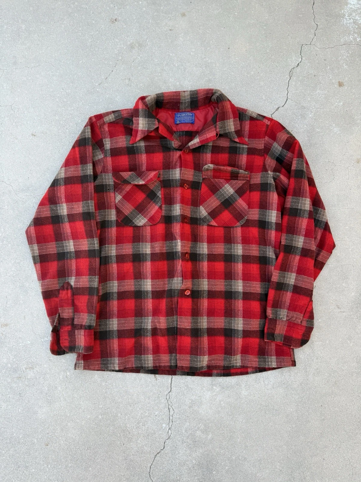 Vintage Pendleton Wool Red Flannel Size Large Made In USA