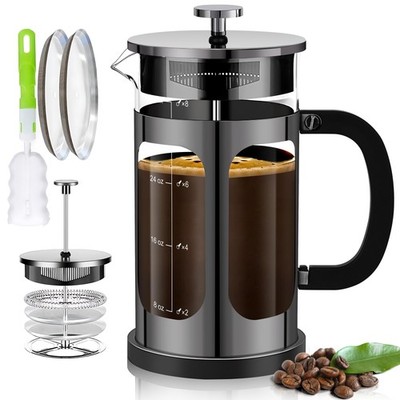Prensa Francesa De Vidrio Borosilicato 34oz Con Sistema De 4 Filtros Pro