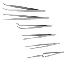 6 Piece Fine Point Stainless Steel Tweezer Set for Precision Crafts