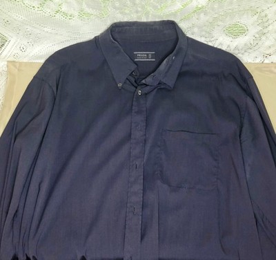 Prada Men's Long Sleeve Dress Shirt 43/17 in Navy Blue