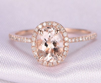 14K Rose Gold Oval Cut Lab Grown Diamond Charm Ring for Women 1.3CT