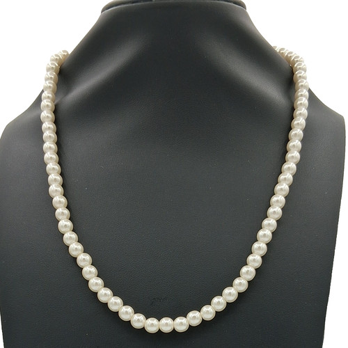 Faux Pearl Necklace 17.5" Gold Tone Clasp Minimalist Layering Clean Girl
