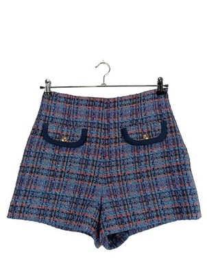 SANDRO PARIS Hot Pants Damen Kurze Hose Gr. DE 40 blau-rot Casual-Look