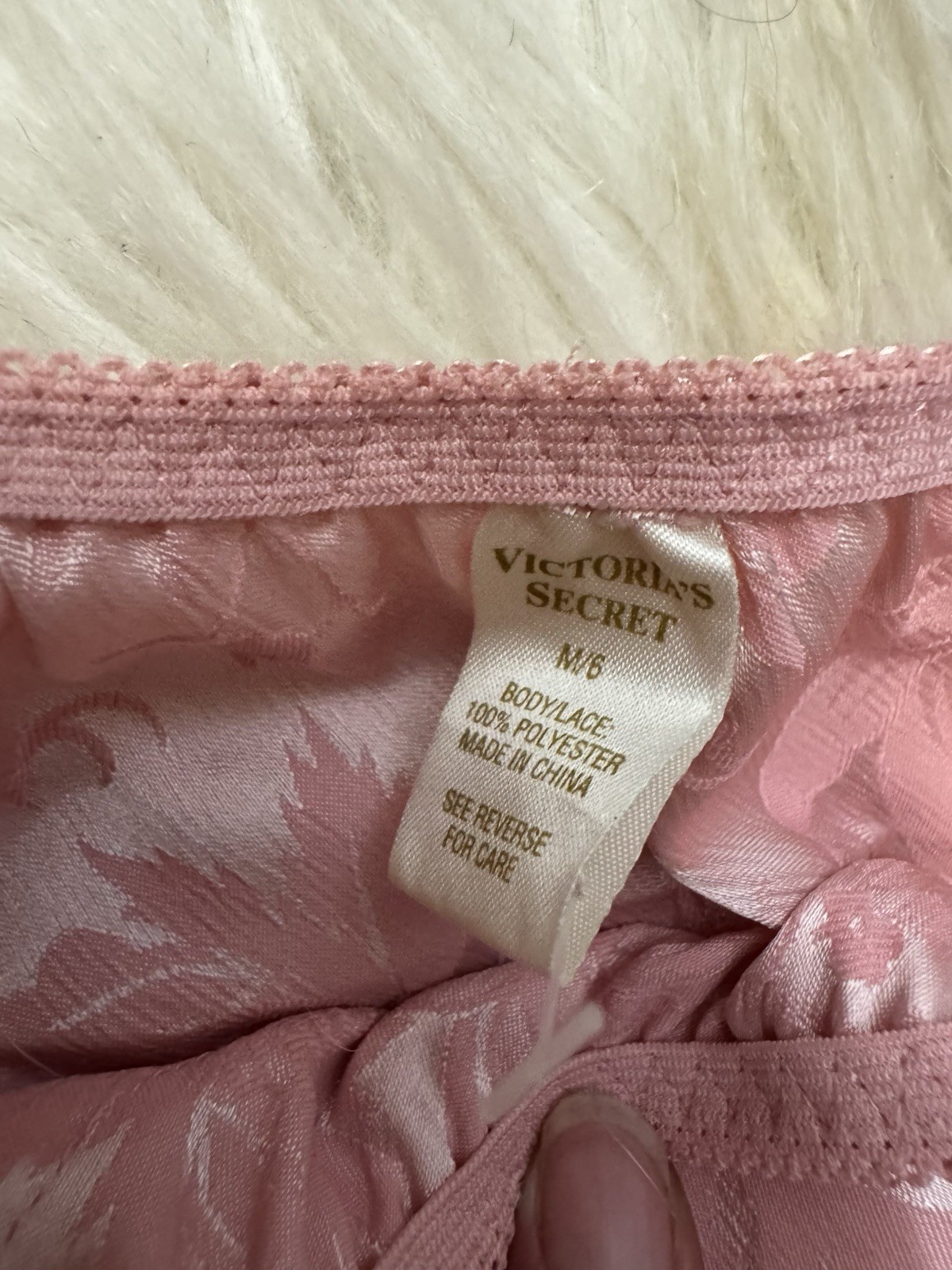 Victoria’s Secret Vintage Gold Label Silky Panties Med Sz 6 Pink Lace Trim New