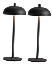 Cordless LED 12" Small Table Lamps Set of 2, Modern Portable Black 2 Pack 