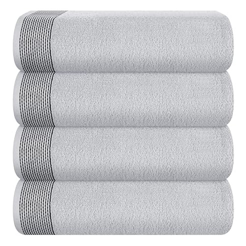 Ultra Soft 4 Pack Oversized Bath Towel Set 27x54 4 Pack Bath Light Grey - Picture 1 of 7