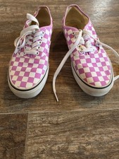 Vans Pink White Checkerboard Canvas Lace-Up Men's Sneakers 7 men-8.5 women