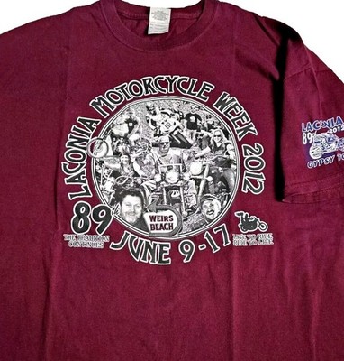 BIKE WEEK WEIRS BEACH TSHIRT 2012 LACONA NH 2 Sided Graphics Motorcycle Men XL!