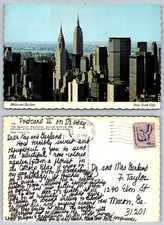 Vintage 1980 NYC Midtown Skyline Postcard Chrysler Empire State Pan Am Buildings
