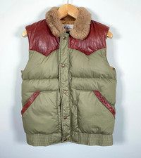 Wilsons M. Julian Duck Down Puffer Vest Men's Small Leather Yoke Mouton Collar