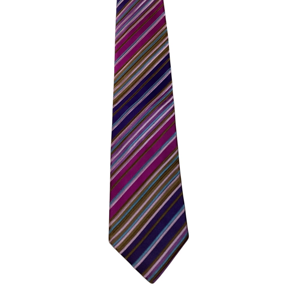 Corbata de hombre DUCHAMP 100 % seda 58 1/2" INGLATERRA lujo a rayas multicolor usada en excelente estado Foto 2 de 3