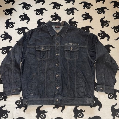 Vintage Y2K Rocawear Denim Jacket Men s 2XL Medium Wash Blue Jean Embroidered