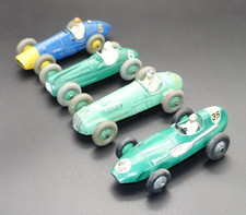 x4 Vintage Dinky Racing Cars, Ferrari, Cooper - Bristol, H.W.M & Vanwall